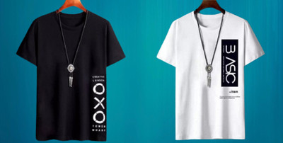 MUUNKEY Printed Men Round Neck Black, White T-Shirt