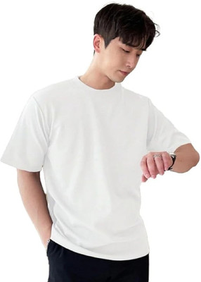FASHNET FASHION Solid Men Round Neck White T-Shirt