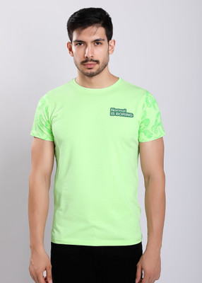 HIGHTRIBE Printed Men Round Neck Pink T-Shirt