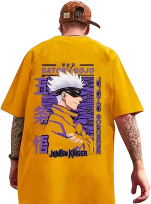 GLITO Printed Men Round Neck Yellow T-Shirt