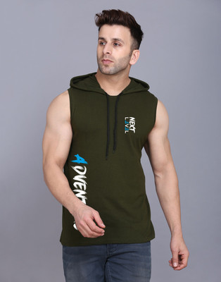 SLOWLORIS Tie & Dye Men Hooded Neck Light Green T-Shirt