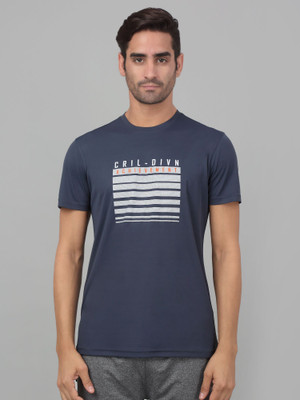 CANTABIL Printed Men Round Neck Dark Blue T-Shirt