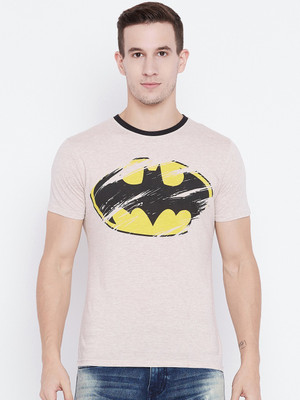 Camey Printed Men Round Neck Beige T-Shirt