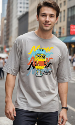 Smartees Printed Men Round Neck Grey T-Shirt