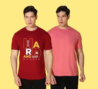 WOOSTRO Solid Men Round Neck Multicolor T-Shirt