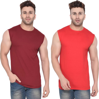 Moordale Fab Solid Men Round Neck Maroon, Red T-Shirt