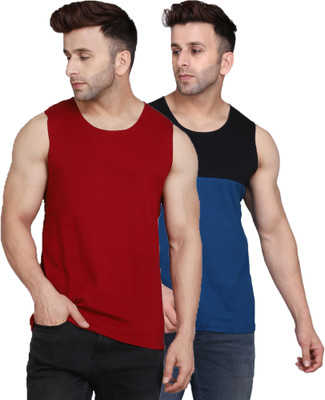 SLOWLORIS Solid Men Scoop Neck Multicolor T-Shirt