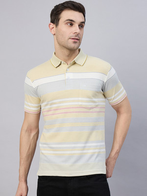 DUKE Striped Men Polo Neck Multicolor T-Shirt