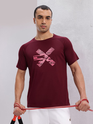 HRX by Hrithik Roshan Printed Men Round Neck Maroon T-Shirt