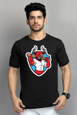 clickwell Printed Men Round Neck Black T-Shirt