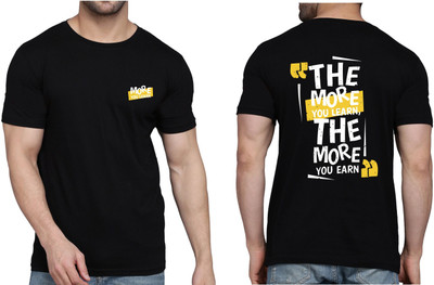 WOOSTRO Printed Men Round Neck Black T-Shirt