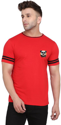 Money Leaf Graphic Print Men Round Neck Red T-Shirt