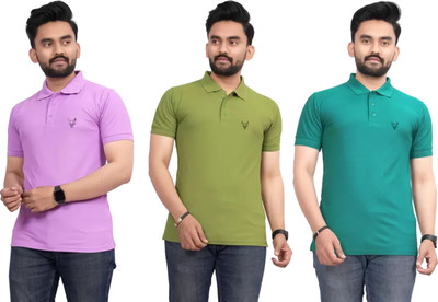 Tween Trends Solid Men Polo Neck Multicolor T-Shirt