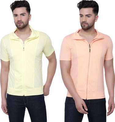 JB Jagoboy Solid Men Polo Neck Beige, Yellow T-Shirt