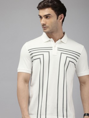 Arrow Sport Printed Men Polo Neck White T-Shirt