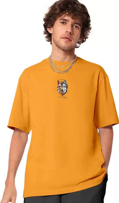 UNICUS APPAREL Printed Men Round Neck Yellow T-Shirt
