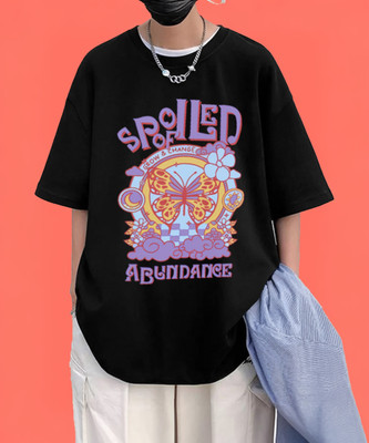 Jump Cuts Printed, Typography Men Round Neck Black, Purple T-Shirt