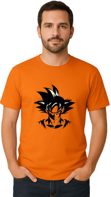 Shvet Printed Men Round Neck Orange T-Shirt