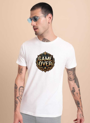 hrte Graphic Print Men Round Neck White T-Shirt