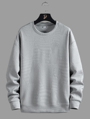 radhe creation Self Design Men Round Neck Grey T-Shirt