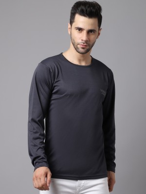 VIMAL JONNEY Solid Men Round Neck Black T-Shirt