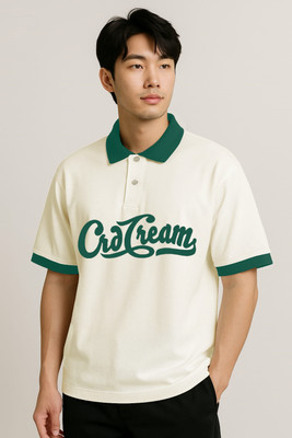 CULISH Graphic Print Men Polo Neck Beige T-Shirt