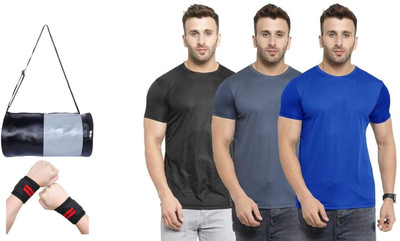 Sector Z Solid Men Round Neck Multicolor T-Shirt