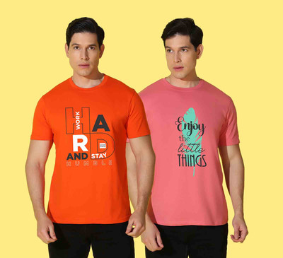 WOOSTRO Printed Men Round Neck Multicolor T-Shirt