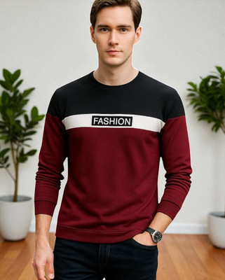 Teezler Printed Men Round Neck Maroon T-Shirt