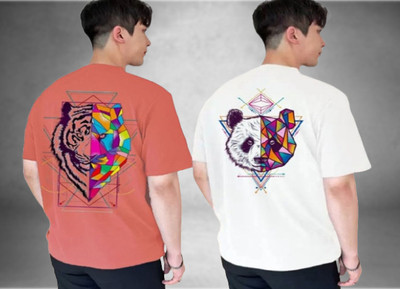 Lecowar Graphic Print Men Round Neck White T-Shirt