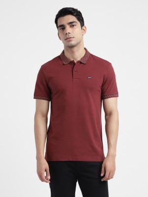 LEVI'S Solid Men Polo Neck Maroon T-Shirt