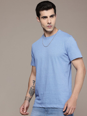 Moda Rapido Solid Men Round Neck Blue T-Shirt