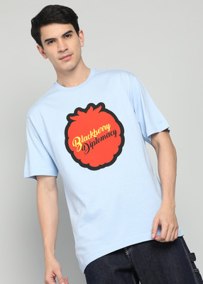 United Colors of Benetton Graphic Print Men Round Neck Light Blue T-Shirt