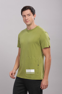 DOMIN8 Solid Men Round Neck Green T-Shirt
