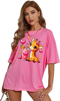 Absolute Defense Graphic Print Women Round Neck Pink T-Shirt