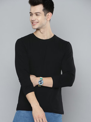 RULEDBYSUN Solid Men Round Neck Black T-Shirt