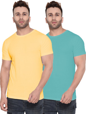 Kroptee Solid Men Round Neck Multicolor T-Shirt