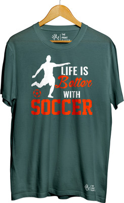 THE PRINT PLATTER Printed Men Round Neck Dark Green T-Shirt