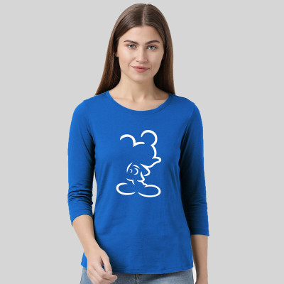 Smart Colors Printed Women Round Neck Blue T-Shirt