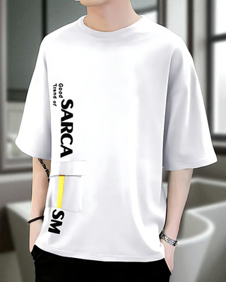 FASHIUM Printed Men Round Neck White T-Shirt