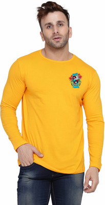 Blisstone Solid Men Round Neck Yellow T-Shirt