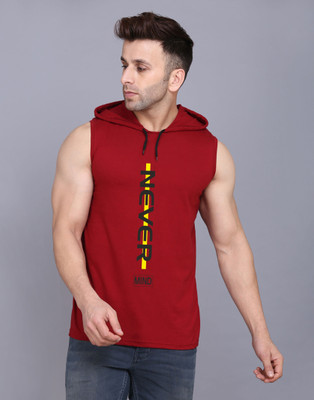 MINISTRY OF FRIENDS Printed Men Hooded Neck Maroon T-Shirt