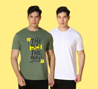 WOOSTRO Graphic Print Men Round Neck Green, White T-Shirt