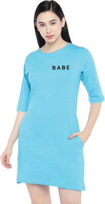 SHEDIATORS Women T Shirt Light Blue Above Knee/Mid Thigh Length Dress