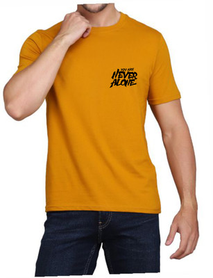 WOOSTRO Printed Men Round Neck Yellow, White T-Shirt