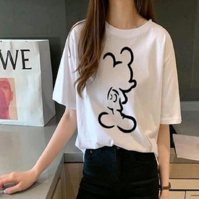 SAHAL FASHION Printed Women Round Neck White T-Shirt