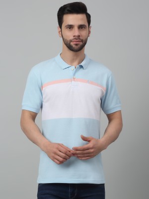 CANTABIL Striped Men Polo Neck Blue T-Shirt