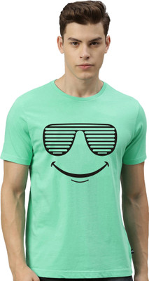 Tee town Graphic Print Men Round Neck Light Green T-Shirt