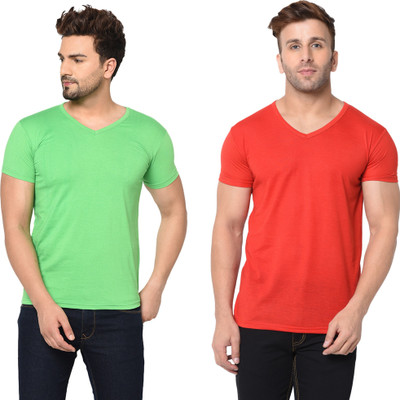 Tresna Fab Solid Men V Neck Multicolor T-Shirt