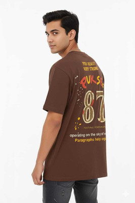 RAKOS Graphic Print Men Round Neck Purple T-Shirt